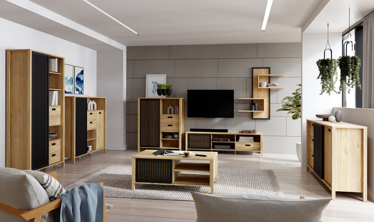 Meble do salonu z lamelami - kolekcja JYTANA - Meble FORTE