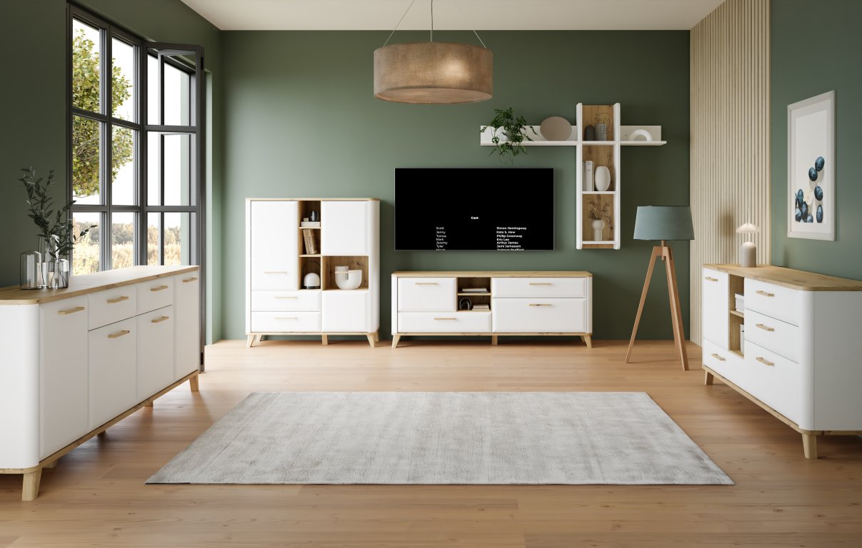 białe meble do salonu styl skandynawski