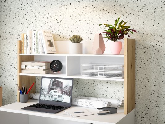 Nadstawka do biurka 110 cm MODULTRICK Biały/Dąb Artisan