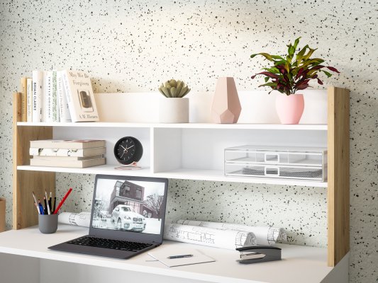 Nadstawka do biurka 140 cm Biały/Dąb Artisan