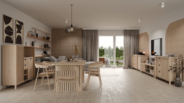 Meble do salonu z lamelami - kolekcja JYTANA - Meble FORTE