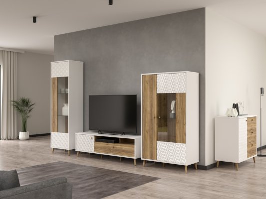 Meble do salonu z ryflowanymi frontami - Meble FORTE Meble do salonu z ryflowanymi frontami