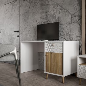 Biurko 120x60 cm z ryflowanym frontem - AKSANA - Meble FORTE