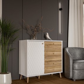 Komoda z ryflowanym frontem 100 cm - kolekcja AKSANA do salonu- Meble FORTE