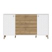 Komoda biała z drewnem AKSANA - Meble FORTE
