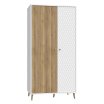 Szafa 100x200 cm, biała z drewnem - AKSANA - FORTE Szafa 100x200 cm, biała z drewnem - AKSANA - FORTE