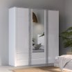 Szafa z lustrem 200 cm z szufladami BUGANVILLA Biały/Loftwood/Biały Połysk