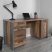 Biurko vintage loft 155x60 cm z 4 szufladami i szafką CLIF