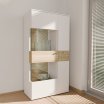 Witryna 90 cm z oświetleniem COMO Secret Grey/Dąb Mauvella