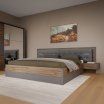 Łóżko z oświetleniem i szafkami nocnymi 180x200 cm PEMBURY Dąb Justus/Grafit