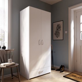 Biała szafa 80 cm z szufladą ECONOBOX 2