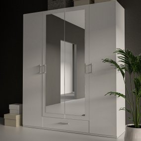 Biała szafa z lustrem 180 cm ECONOBOX 2
