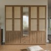 Szafa z lustrem i szufladami 220 cm GLENKEEN Dąb Valencia/Rattan naturalny