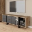 Szafka RTV z szufladami 160 cm JOKKAZ Dąb Flagstaff/Czarny