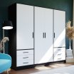 Szafa 210 cm z szufladami JUPITER Czarny/Biały
