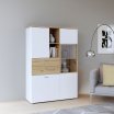 Witryna  110 cm z szufladami LEOKADIA Biały/Dąb Artisan