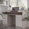 Biurko 125x55 cm z 4 szufladami i zamykaną szafką na klucz Biały/Dąb Piaskowy