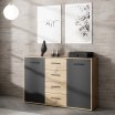 Komoda 120 cm ANTUZA Dąb Artisan/Czarny - styl loftowy