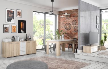 Zestaw mebli do salonu w stylu skandynawskim PILVI - FORTE
