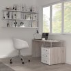 Biurko 140x60 cm z 3 szufladami RONDINO Biały Połysk/Dąb Piaskowy