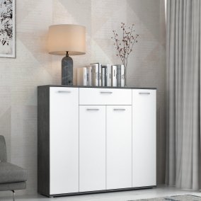 Komoda 140 cm Biały/Beton Ciemnoszary