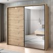 Szafa przesuwna z lustrem i oświetleniem 230 cm TRONDHEIM Dąb Artisan/Dąb Czarny