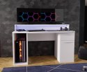 Białe biurko gamingowe 140 cm z oświetleniem RGB - Meble FORTE