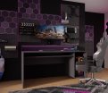 Czarne biurko 160x70 cm z oświetleniem RGB i nadstawką na monitor AYO