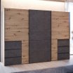 Szafa przesuwna 270 cm z szufladami WINN 2 Dąb Artisan/Beton