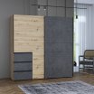 Szafa przesuwna 200 cm z szufladami WINN 2 Dąb Artisan/Beton