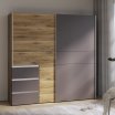 Szafa przesuwna 200 cm z szufladami WINN 2 Dąb Flagstaff Jasny/Grafit