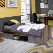 Łóżko młodzieżowe z szufladami 90x200 cm WINNIE Old – Wood Vintage/Beton